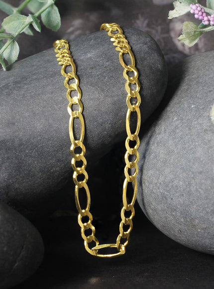 4.5mm 14k Yellow Gold Solid Figaro Chain