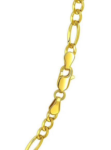 4.5mm 14k Yellow Gold Solid Figaro Chain