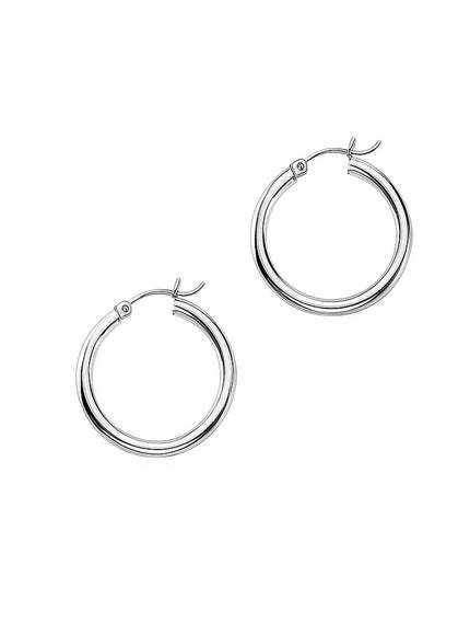 14k White Gold Polished Hoop Earrings (2- mm)