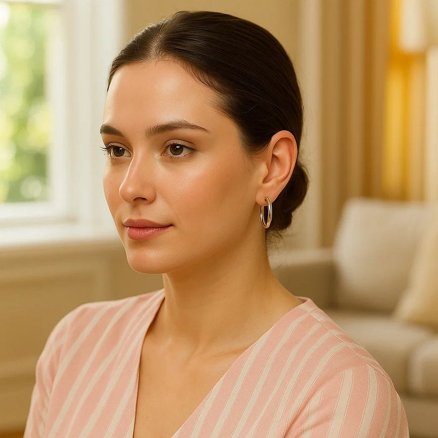 14k White Gold Polished Hoop Earrings (2- mm)