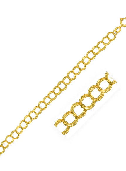 5.0 mm 14k Yellow Gold Triple Link Charm Bracelet