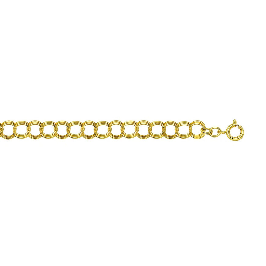 5.0 mm 14k Yellow Gold Triple Link Charm Bracelet