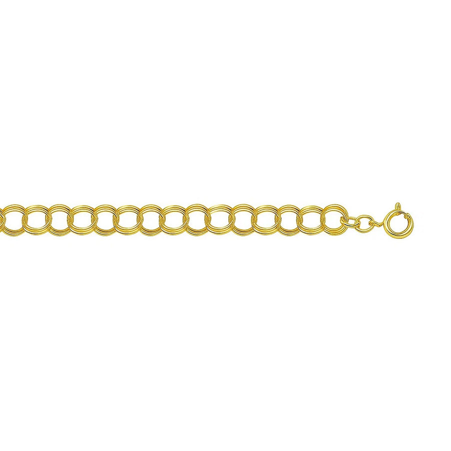 5.0 mm 14k Yellow Gold Triple Link Charm Bracelet