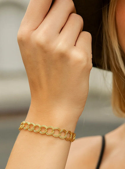 5.0 mm 14k Yellow Gold Triple Link Charm Bracelet