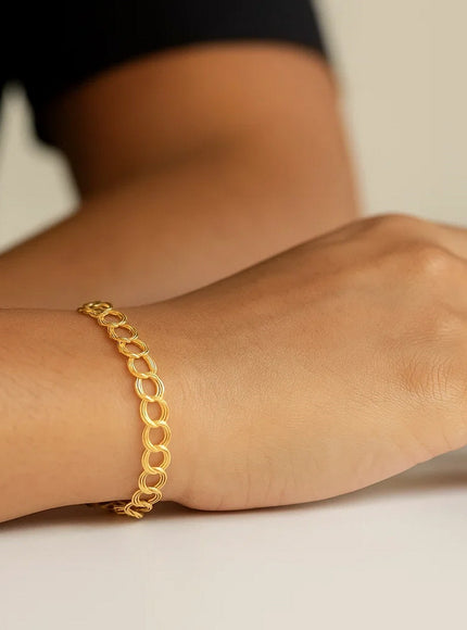 5.0 mm 14k Yellow Gold Triple Link Charm Bracelet