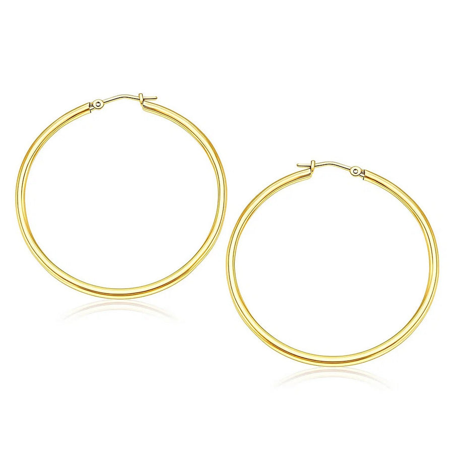 14k Yellow Gold Polished Hoop Earrings (40 mm)