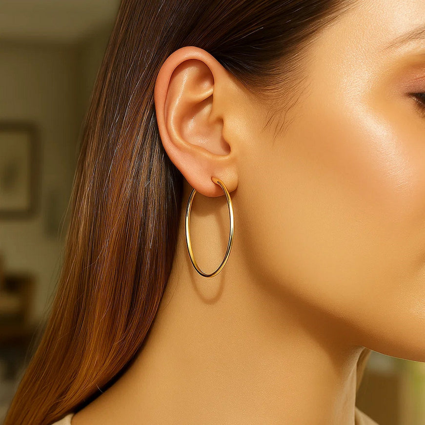 14k Yellow Gold Polished Hoop Earrings (40 mm)