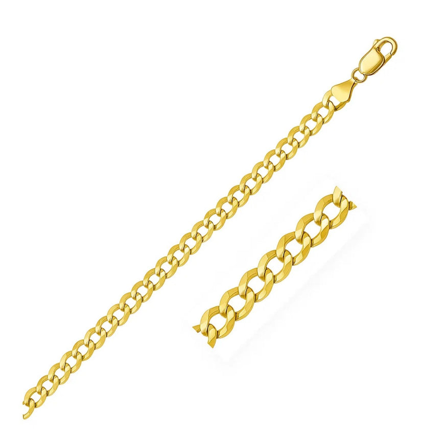 5.7mm 14k Yellow Gold Solid Curb Bracelet