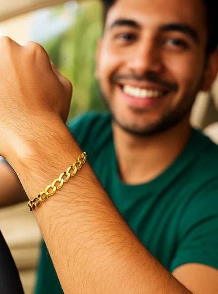 5.7mm 14k Yellow Gold Solid Curb Bracelet
