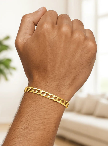 5.7mm 14k Yellow Gold Solid Curb Bracelet