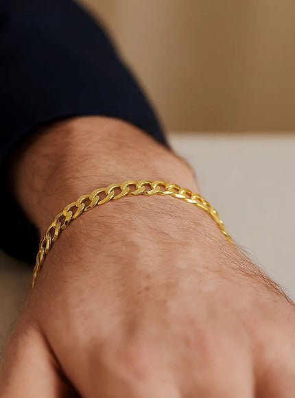 5.7mm 14k Yellow Gold Solid Curb Bracelet