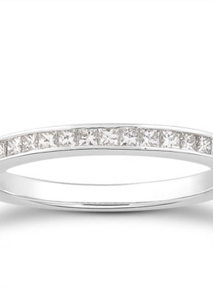 14k White Gold Channel Set Princess Diamond Wedding Ring Band