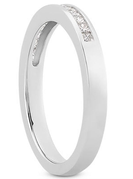 14k White Gold Channel Set Princess Diamond Wedding Ring Band