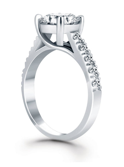 14k White Gold Trellis Diamond Engagement Ring