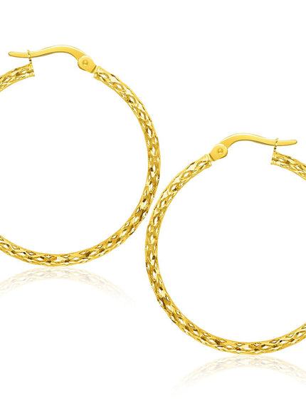 Large Textured Hoop Earrings in 10k Yellow Gold