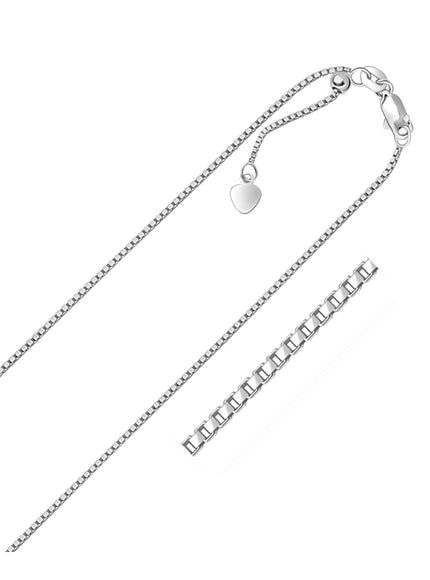 14k White Gold Adjustable Box Chain 1.1mm