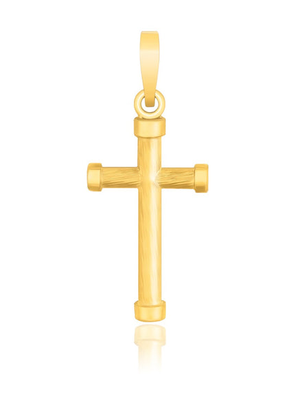 14k Yellow Gold Cross Pendant with Rounded Ends