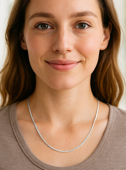 14k White Gold Classic Box Chain 1.4mm