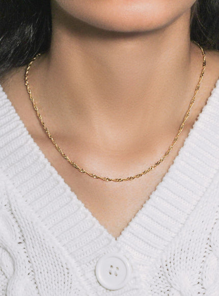 2.1mm 14k Yellow Gold Singapore Chain