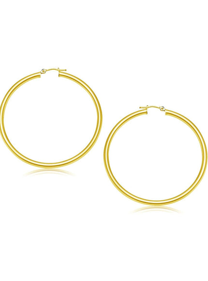 14k Yellow Gold Polished Hoop Earrings (25 mm) - Ellie Belle