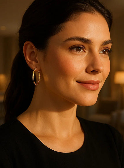 14k Yellow Gold Polished Hoop Earrings (25 mm)