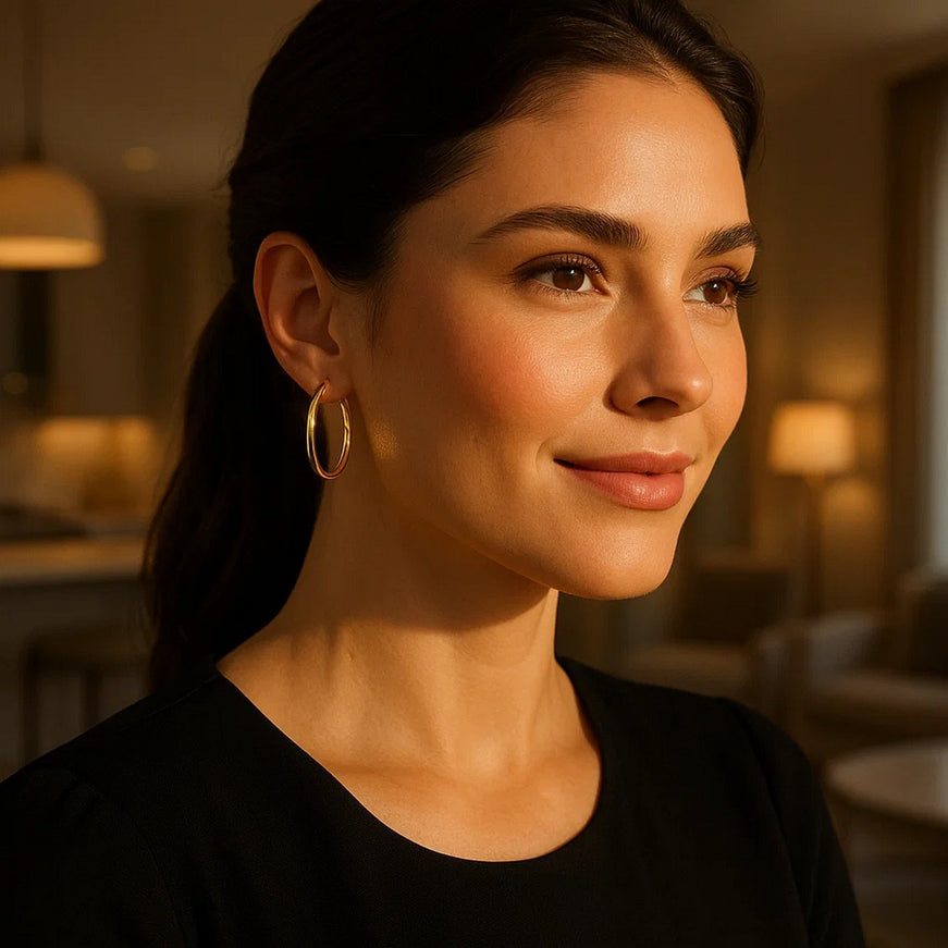 14k Yellow Gold Polished Hoop Earrings (25 mm)