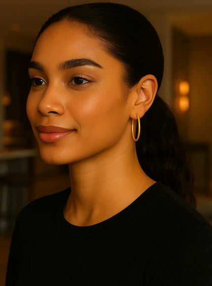 14k Yellow Gold Polished Hoop Earrings (25 mm)