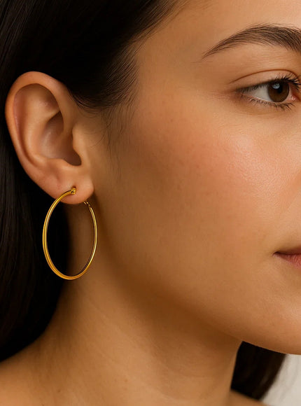 14k Yellow Gold Polished Hoop Earrings (25 mm)