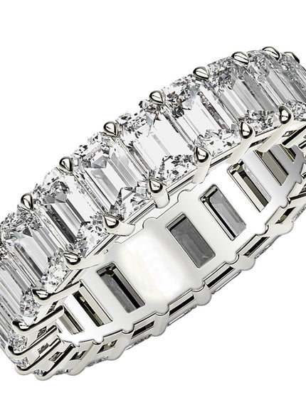 Emerald Cut Lab Grown Diamond Eternity Ring in 14k White Gold (5 cttw FG/VS2)
