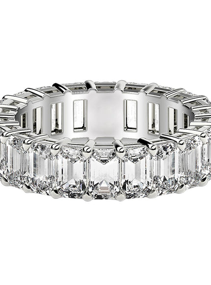 Emerald Cut Lab Grown Diamond Eternity Ring in 14k White Gold (5 cttw FG/VS2)