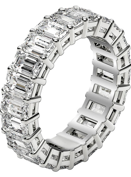 Emerald Cut Lab Grown Diamond Eternity Ring in 14k White Gold (5 cttw FG/VS2)