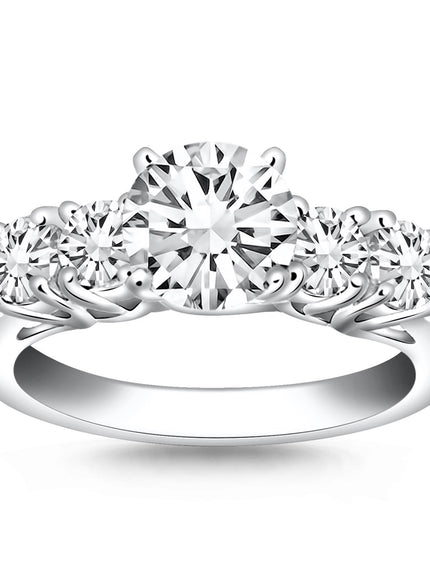 14k White Gold Five Stone Diamond Trellis Engagement Ring