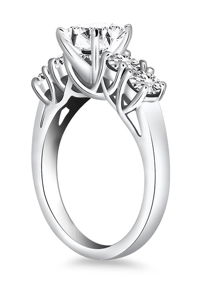 14k White Gold Five Stone Diamond Trellis Engagement Ring