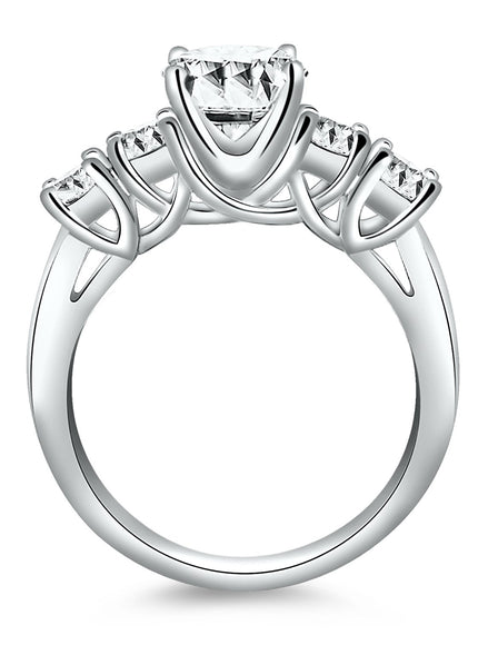 14k White Gold Five Stone Diamond Trellis Engagement Ring