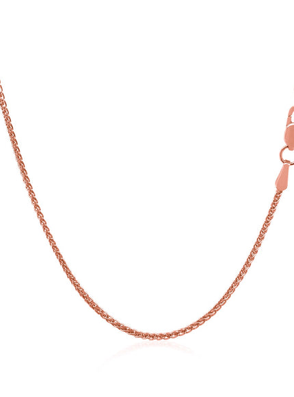 14k Rose Gold Diamond Cut Round Wheat Chain 1.1mm