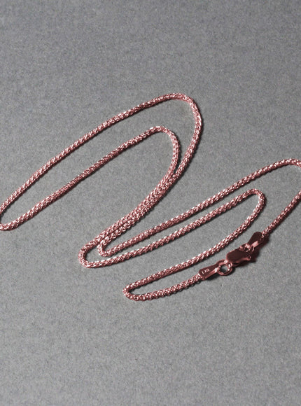 14k Rose Gold Diamond Cut Round Wheat Chain 1.1mm