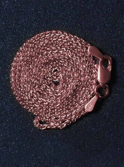 14k Rose Gold Diamond Cut Round Wheat Chain 1.1mm