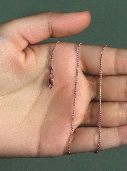 14k Rose Gold Diamond Cut Round Wheat Chain 1.1mm