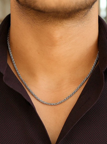 2.1mm 14k White Gold Round Wheat Chain