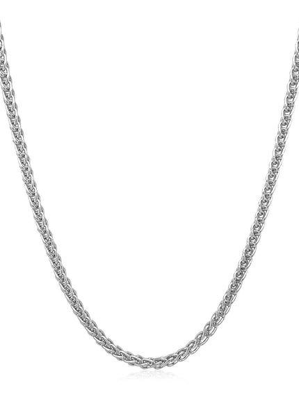2.1mm 14k White Gold Round Wheat Chain