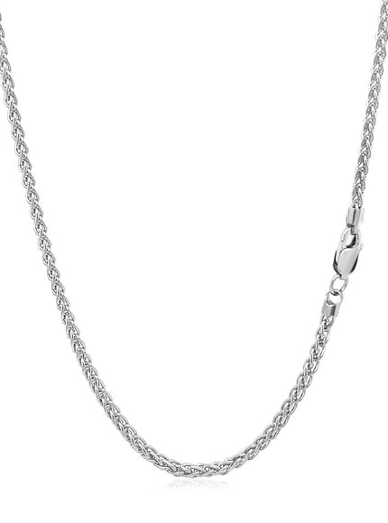 2.1mm 14k White Gold Round Wheat Chain