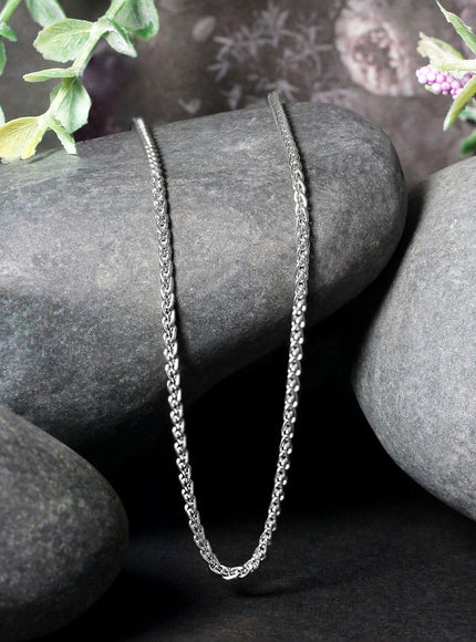 2.1mm 14k White Gold Round Wheat Chain