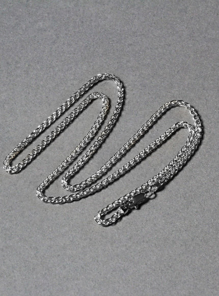 2.1mm 14k White Gold Round Wheat Chain