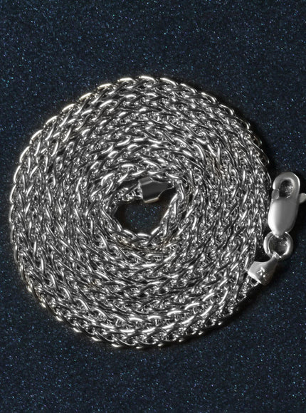 2.1mm 14k White Gold Round Wheat Chain