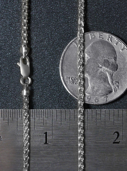 2.1mm 14k White Gold Round Wheat Chain