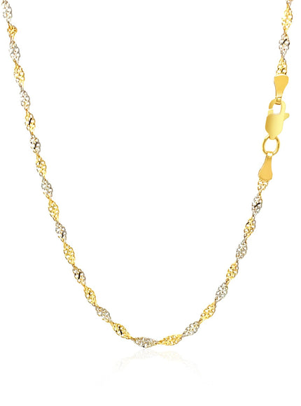 2.0mm 14k Two-Tone Gold Singapore Chain