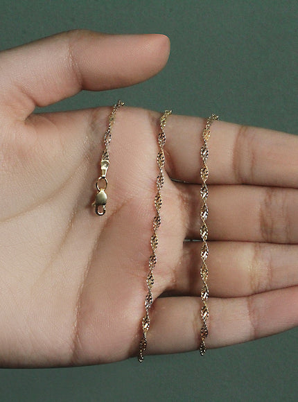2.0mm 14k Two-Tone Gold Singapore Chain