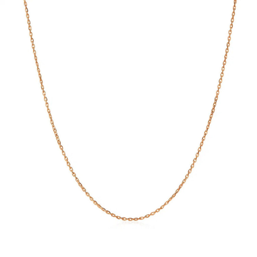14k Rose Gold Diamond Cut Cable Link Chain 1.1mm