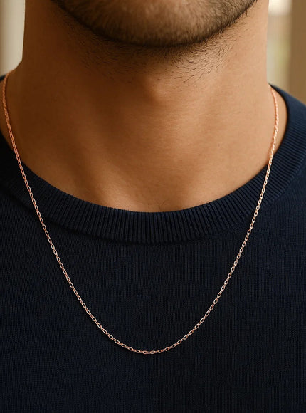 14k Rose Gold Diamond Cut Cable Link Chain 1.1mm