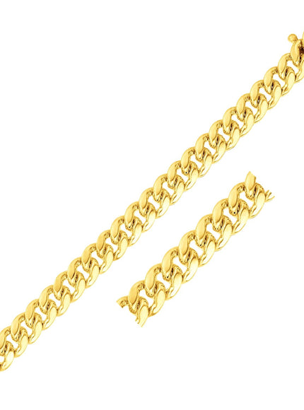 8.2mm 10k Yellow Gold Classic Miami Cuban Solid Bracelet